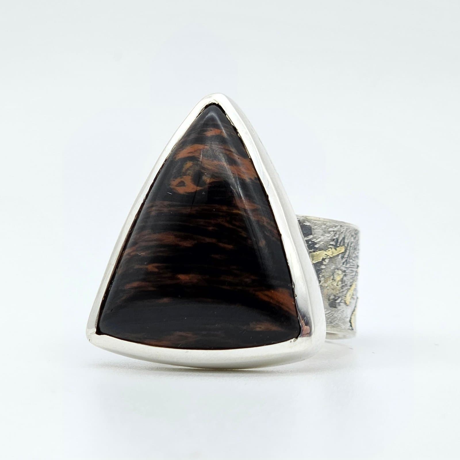 Anillo Kum Boo con obsidiana caoba