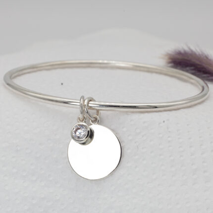 Esclava redonda maciza 3mm de espesor con dije y medalla para grabar